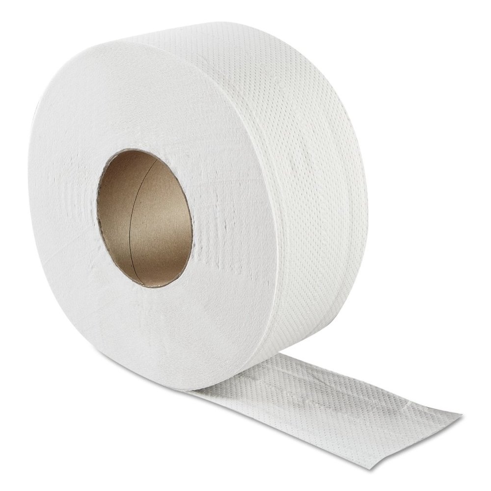 GEN JRT Jumbo Toilet Paper, Septic Safe, 2-Ply, White, 3.3" x 500 ft, 12/Carton